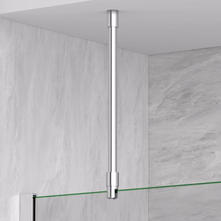 S'AFIELINA barra stabilizzatrice per doccia in acciaio inox, rotonda, regolabile (lunghezza), per vetro 6-10 mm, anche per soffitto, ideale per cabine doccia,1 pezzo