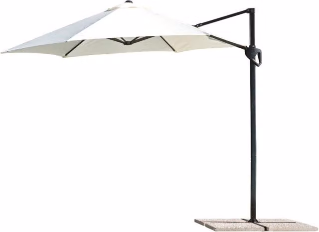 Ombrellone tondo con palo laterale Moia Spa in poliestere ecru e antracite, Diametro: 270 cm, Altezza: 248 cm – 1