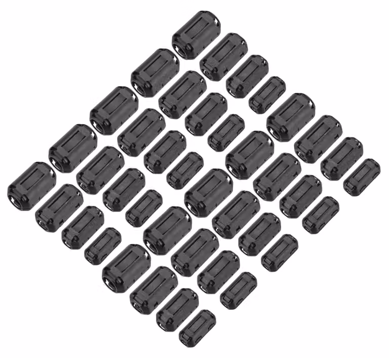 40 anelli ferromagnetici, 4 dimensioni, da 5 a 13 mm, sistema a incastro, colore nero