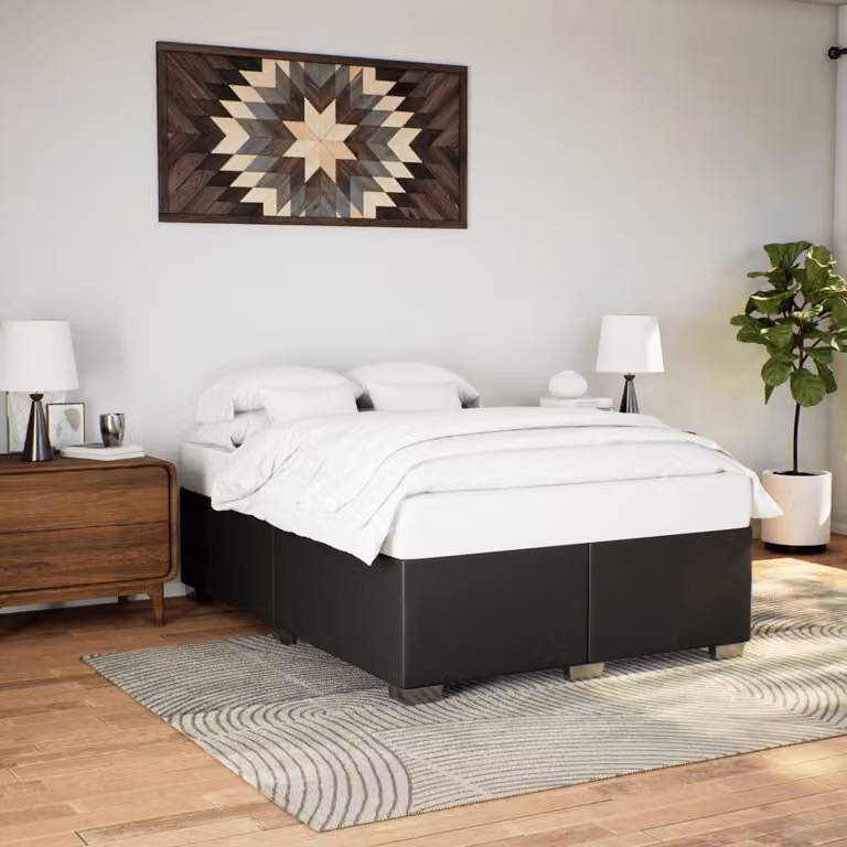 Giroletto vidaXL in similpelle nera con struttura in legno e doghe piatte L/P: 140 x 200 cm