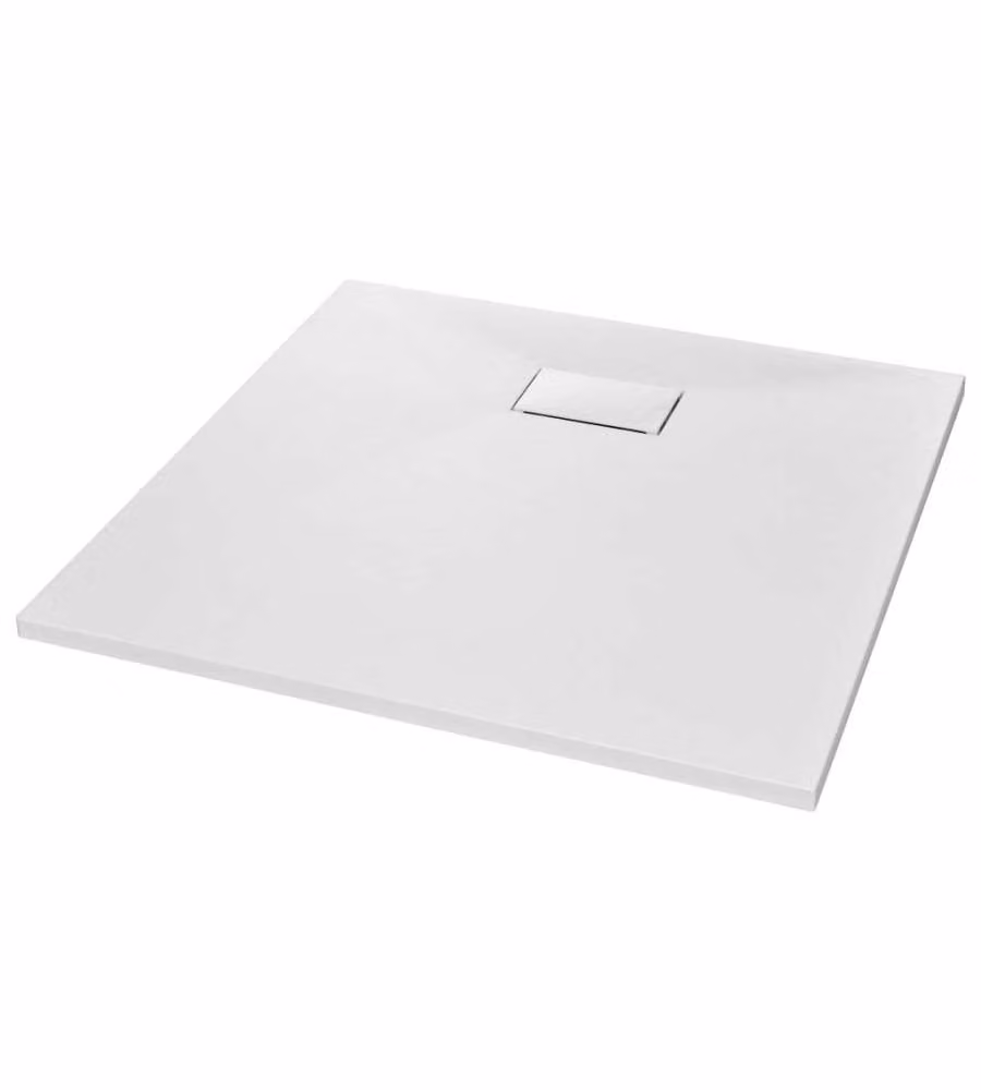Piatto Doccia Quadrato vidaXL in Mineral Cast Bianco Antiscivolo L 80 x P 80 cm – 2