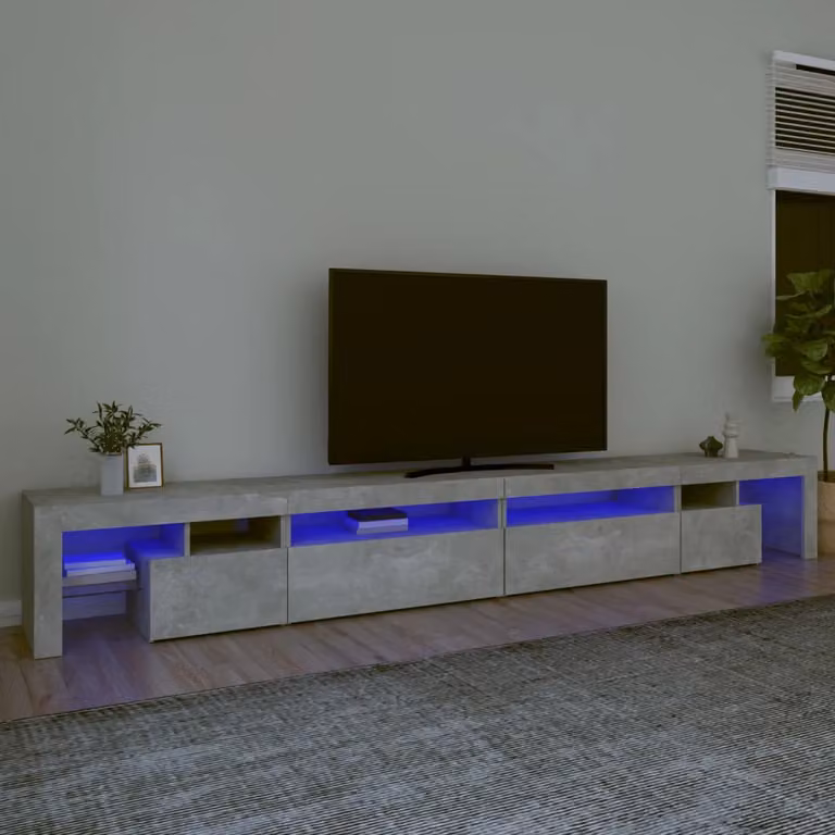 vidaXL Mobile Porta TV Moderno con Luci LED Integrate Grigio Cemento L: 290 cm, P: 40 cm, H: 36,5 cm