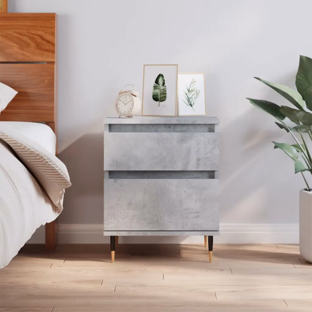 Comodino moderno vidaXL in legno e metallo grigio, sospeso a parete, L 40 cm x P 35 cm x H 50 cm
