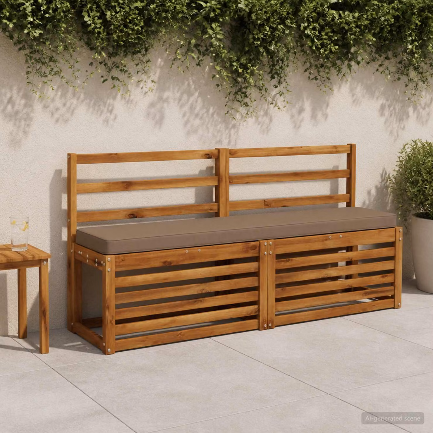 Set di 2 cuscini per panchina vidaXL in poliestere con rivestimento rimovibile e resistente ai raggi UV, disponibili in beige, grigio o marrone
