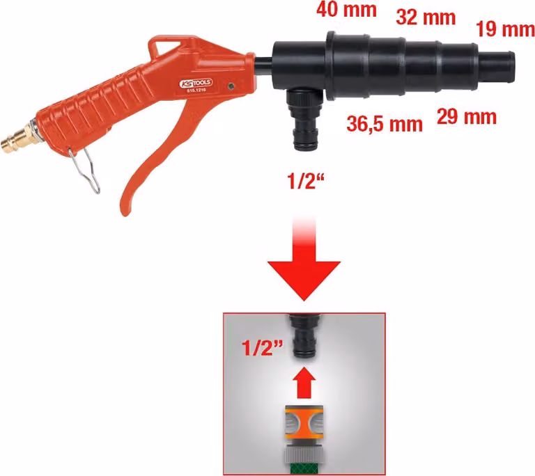 KS TOOLS Pistola di lavaggio ad aria compressa del sistema di raffreddamento - 515.1216