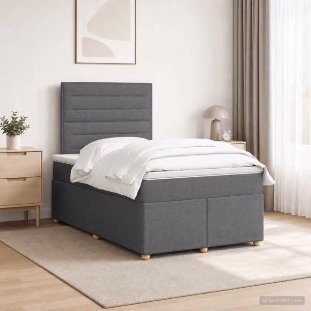 Letto box spring con materasso Grigio Scuro 120 x 200 cm 3453852
