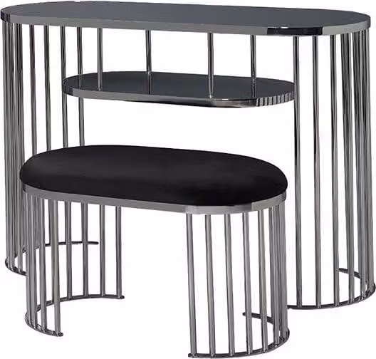 Schminktisch Hocker Schwarz Konsole Schmink Tische Tisch Konsolen Hochwertig