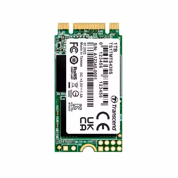 SSD Transcend M.2 2242 SATA3 B+M Key TLC da 1 TB TS1TMTS430S – 2