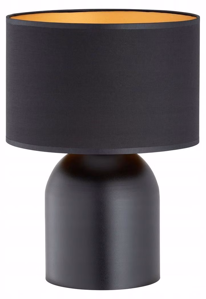 Lampada da tavolo da comodino nera con paralume dall'interno dorato, 1xE27, 15W, ASPEN Emibig