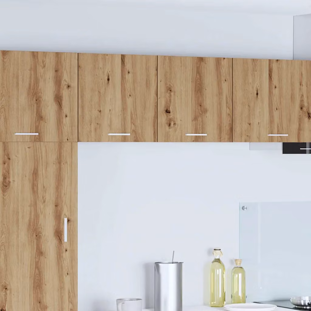 vidaXL Armadio pensile da cucina moderno in MDF con ante a battente, Bianco e Rovere, L 40 cm x P 31 cm x H 40 cm