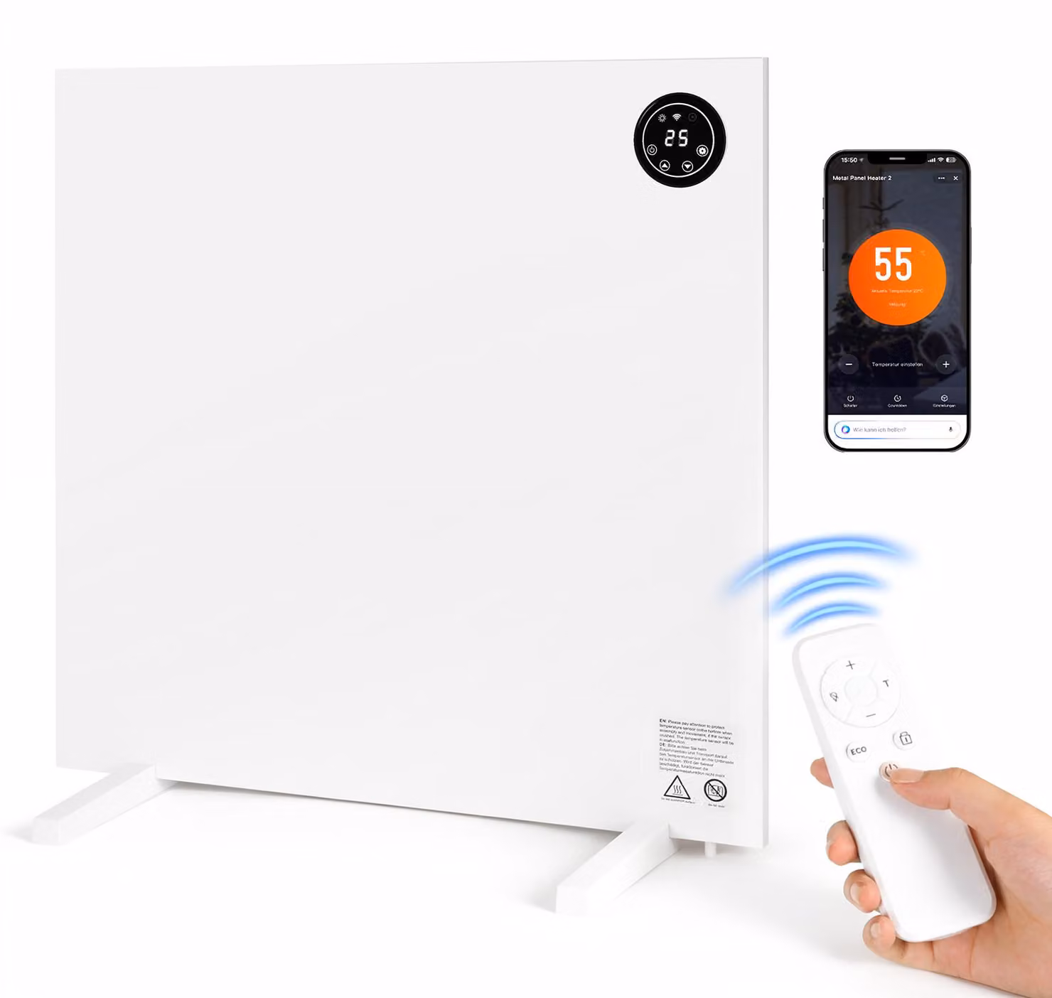Riscaldatore a infrarossi ibrido Ikodm da 400 W, con controllo tramite app, telecomando e piedini