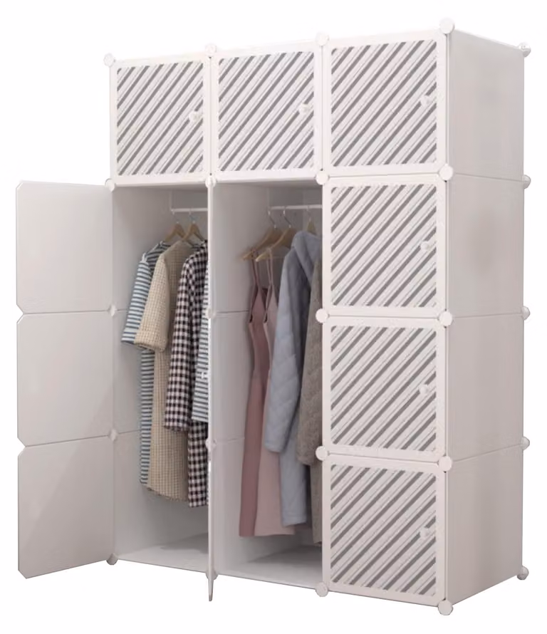 Armadio modulare, 12 moduli, 2 aste, 140x105 cm, bianco