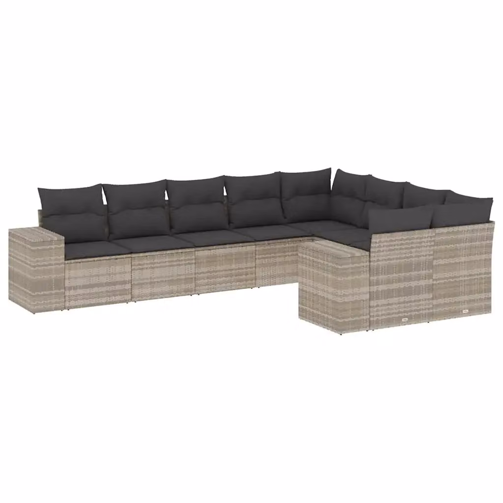 Set Divano da Giardino a L vidaXL 9pz con Cuscini Grigio con Struttura in Metallo e Polyrattan – 2