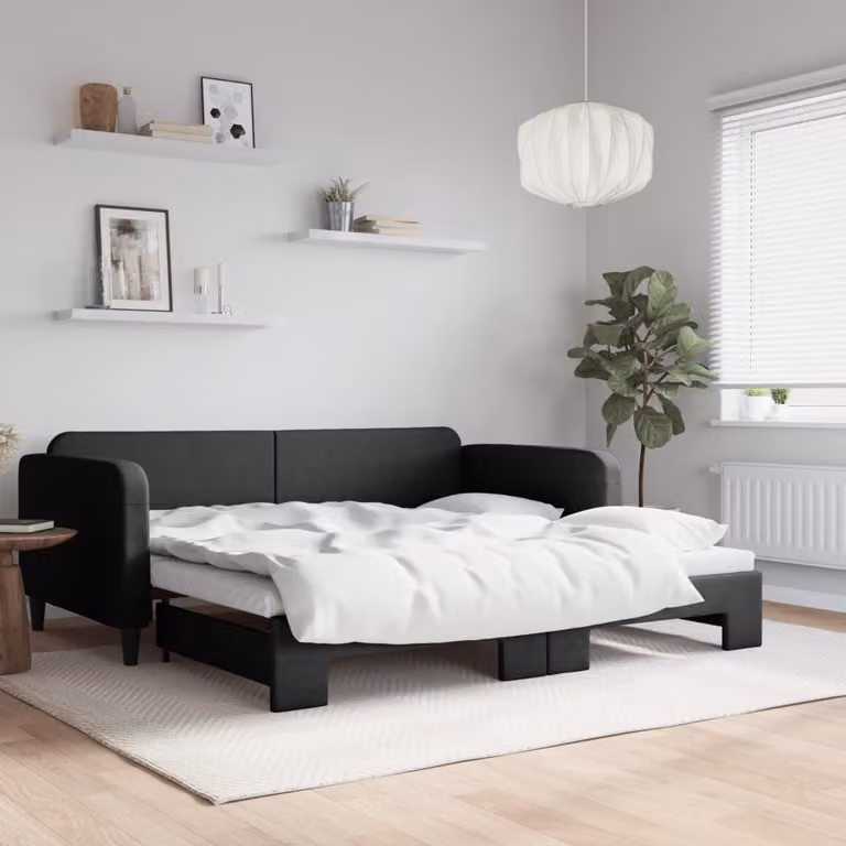 Maison Exclusive - Divano letto estraibile nero 100x200 cm in tessuto