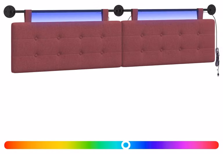 Testiera sospesa Con luce LED Rosso Vino Tessuto