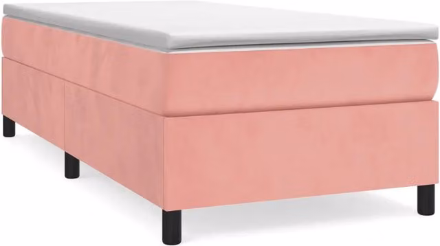Letto singolo | Letto per adulti | Giroletto a Molle con Materasso Rosa 80x200 cm in Velluto