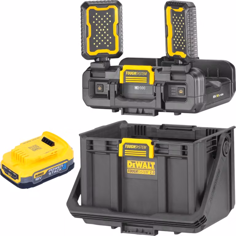 DeWalt DWST08061-1 Cassetta degli attrezzi con luci integrate 395 x 352 x 255 mm ToughSystem 2.0 + 1x batteria Powerstack 1,7 Ah - senza caricabatteria