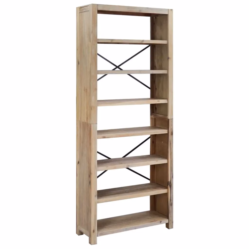 Libreria vidaXL a 7 Ripiani in Legno di Acacia Marrone L: 80 cm, P: 30 cm, H: 200 cm – 2