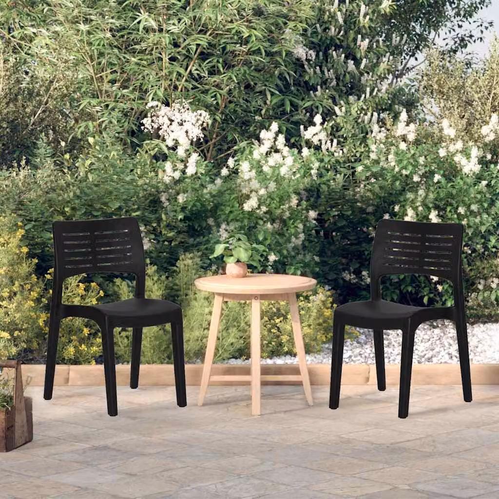 Set di 2 sedie da giardino vidaXL impilabili in polipropilene color antracite opaco