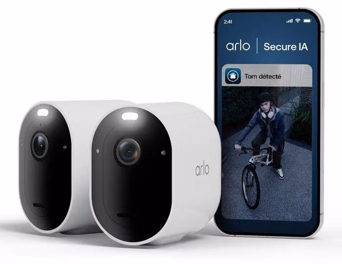 Kit di 2 telecamere di sicurezza Arlo Pro 6 2K+, per uso esterno, con visione notturna