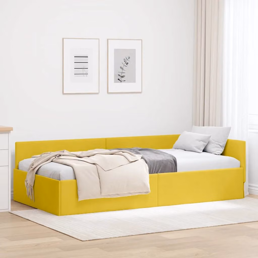 vidaXL Cornice del letto ad angolo Giallo 90 x 200 cm Velluto