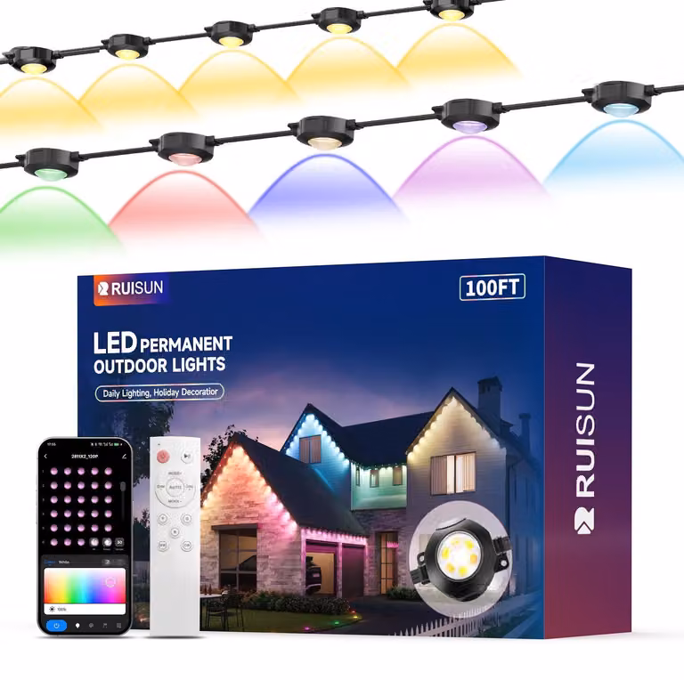 Illuminazione per grondaie, colore nero, 30 metri, LED, 36W, 15000 lumen, 60 lampadine