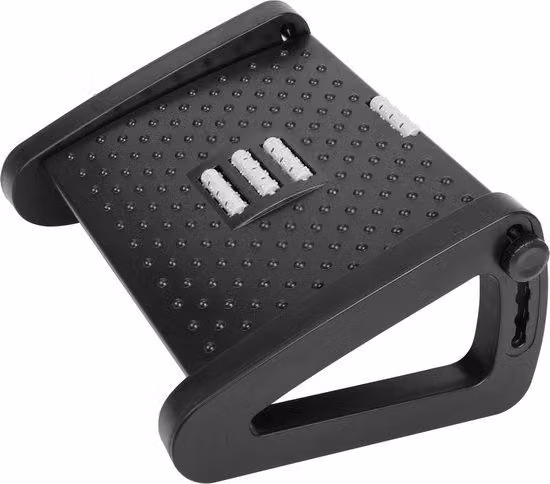 Uniqoos® Poggiapiedi ergonomico, dimensioni 44 x 31 x 19 cm – regolabile in altezza su 6 posizioni, con rulli massaggianti, antiscivolo, capacità di carico fino a 75 kg, leggero e portatile, ideale per l'ufficio e il lavoro da casa