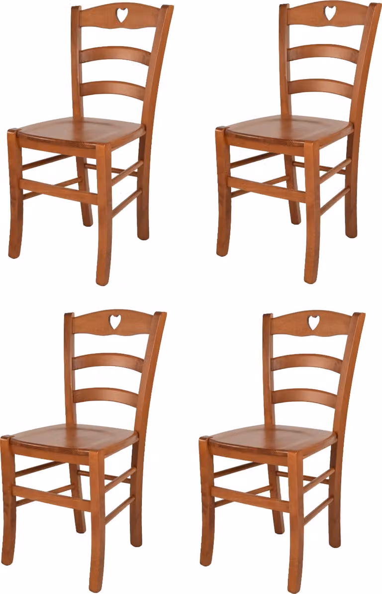 t m c s Tommychairs - Set di 4 sedie CUORE per cucina e sala da pranzo, struttura robusta in legno di faggio laccato color ciliegio e seduta in legno