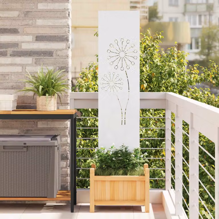 Paravento per privacy da giardino vidaXL in acciaio bianco, L: 32 cm, H: 140 cm
