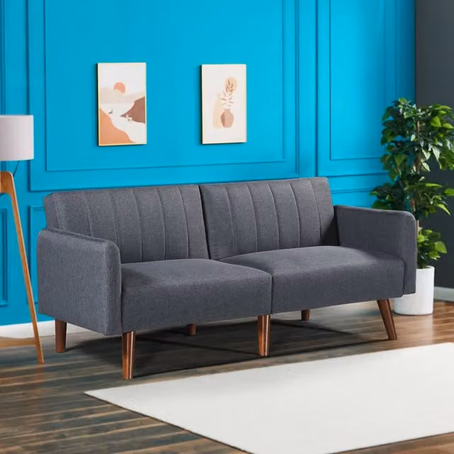 Divano Letto Malå en.casa Reclinabile con Poggiatesta Regolabile e Zona Riposo, Grigio, L: 157 cm, P: 89 cm – 1