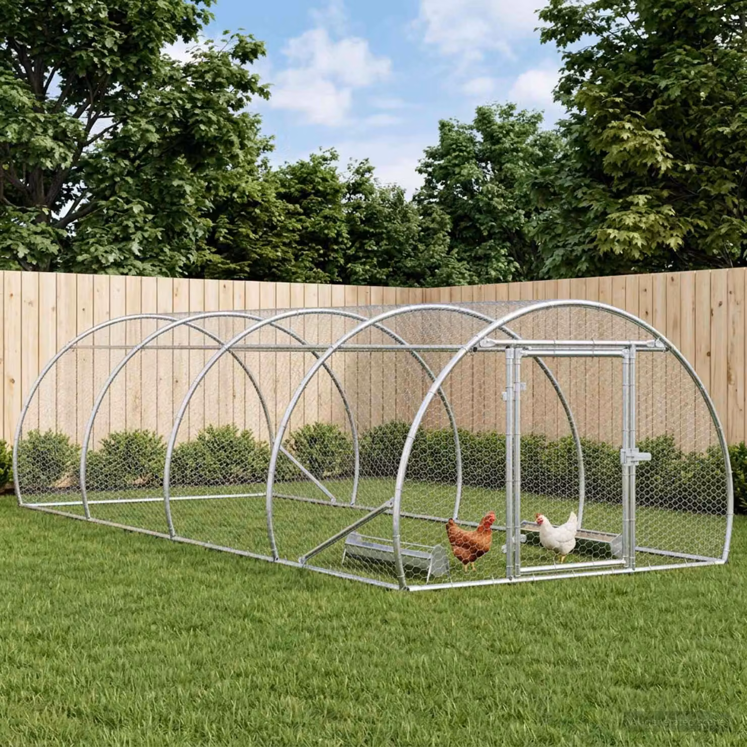 vidaXL Pollaio Argento 400 x 150 x 100 cm Acciaio zincato
