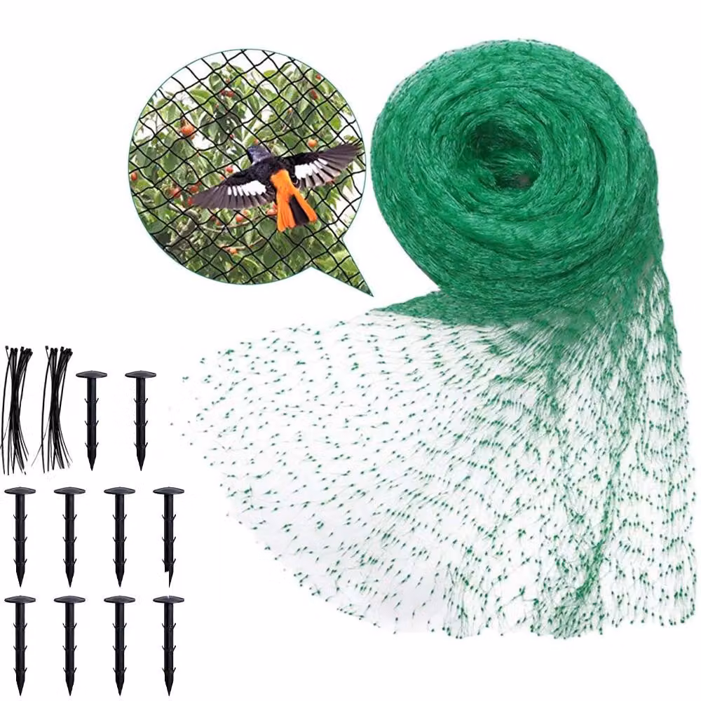 Rete protettiva per uccelli, per giardino - 4 x 5 metri - Rete da giardino - con 30 fascette stringicavo e 10 picchetti in plastica - Rete protettiva per ortaggi, frutta, piante e aiuole