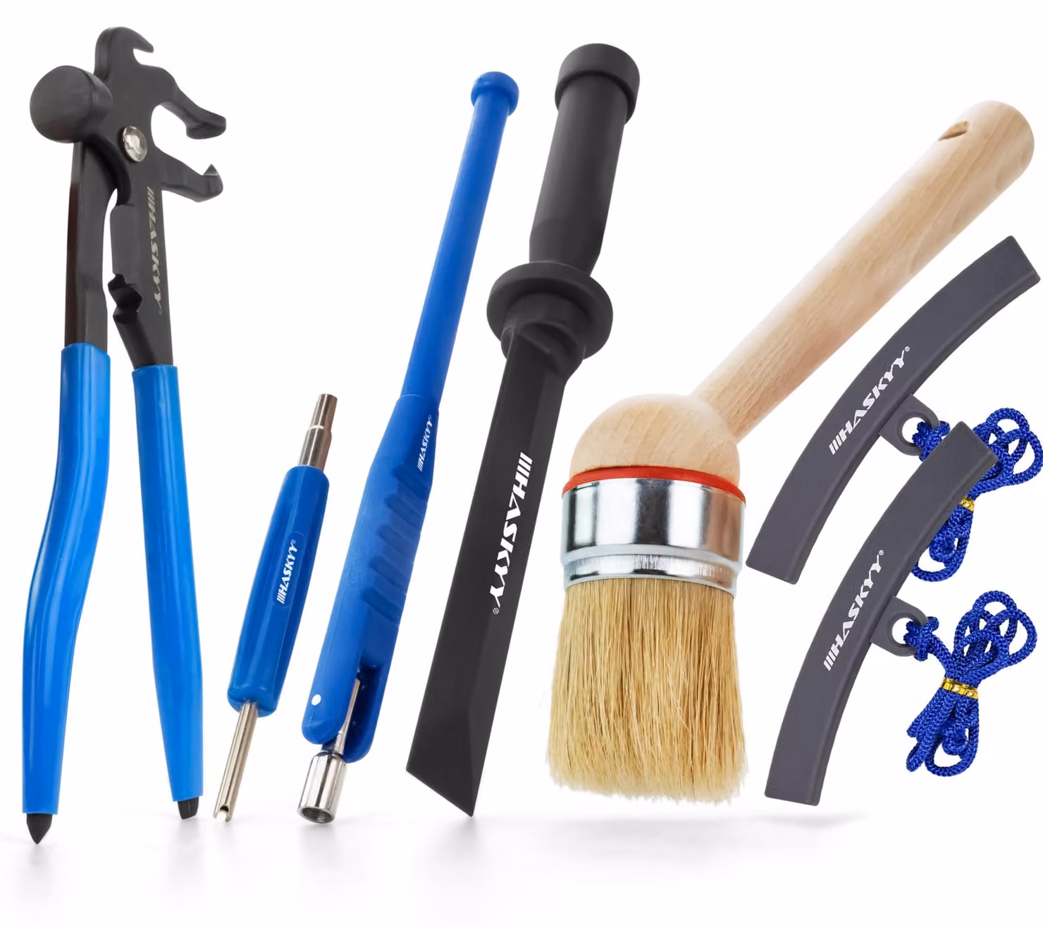 Kit di montaggio per pneumatici, composto da 7 pezzi, completo di utensili