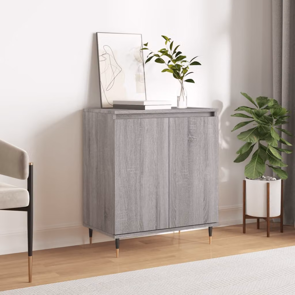 Credenza moderna vidaXL in legno multistrato e metallo, Grigio, L: 60 cm, P: 35 cm, H: 70 cm