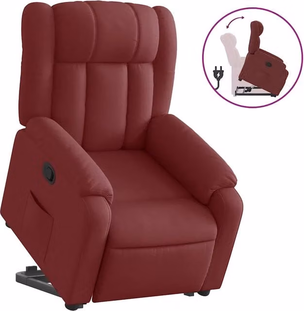 Poltrona | Sedia Relax Alzapersona Reclinabile Rosso Vino in Tessuto