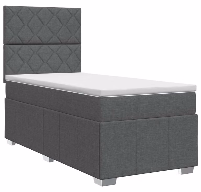 Letto a molle con materasso grigio scuro 90 x 190 cm in tessuto