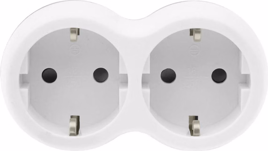 Adattatore doppia presa 2x Schuko 230V grigio-bianco
