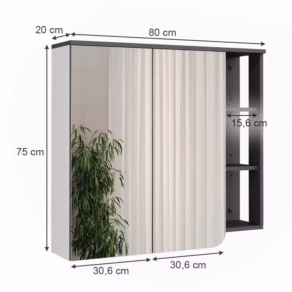 Mobile da bagno con specchio Karen Vicco Antracite e Bianco L: 80 cm, H: 75 cm – 2