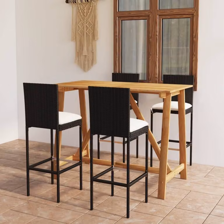 Maison Exclusive - Set da giardino da 5 pezzi con cuscini, nero