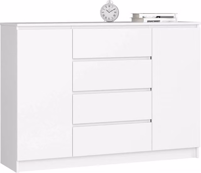 Cassettiera AKORD K140 Bianca 138 cm 2 ante 4 cassetti 138x40x99 cm