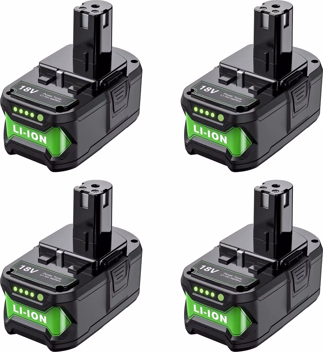 Batterie ricaricabili, capacità 8000mAh, tipo Li-Ion, compatibili con Ryobi, confezione da 4 pezzi da 8000mAh