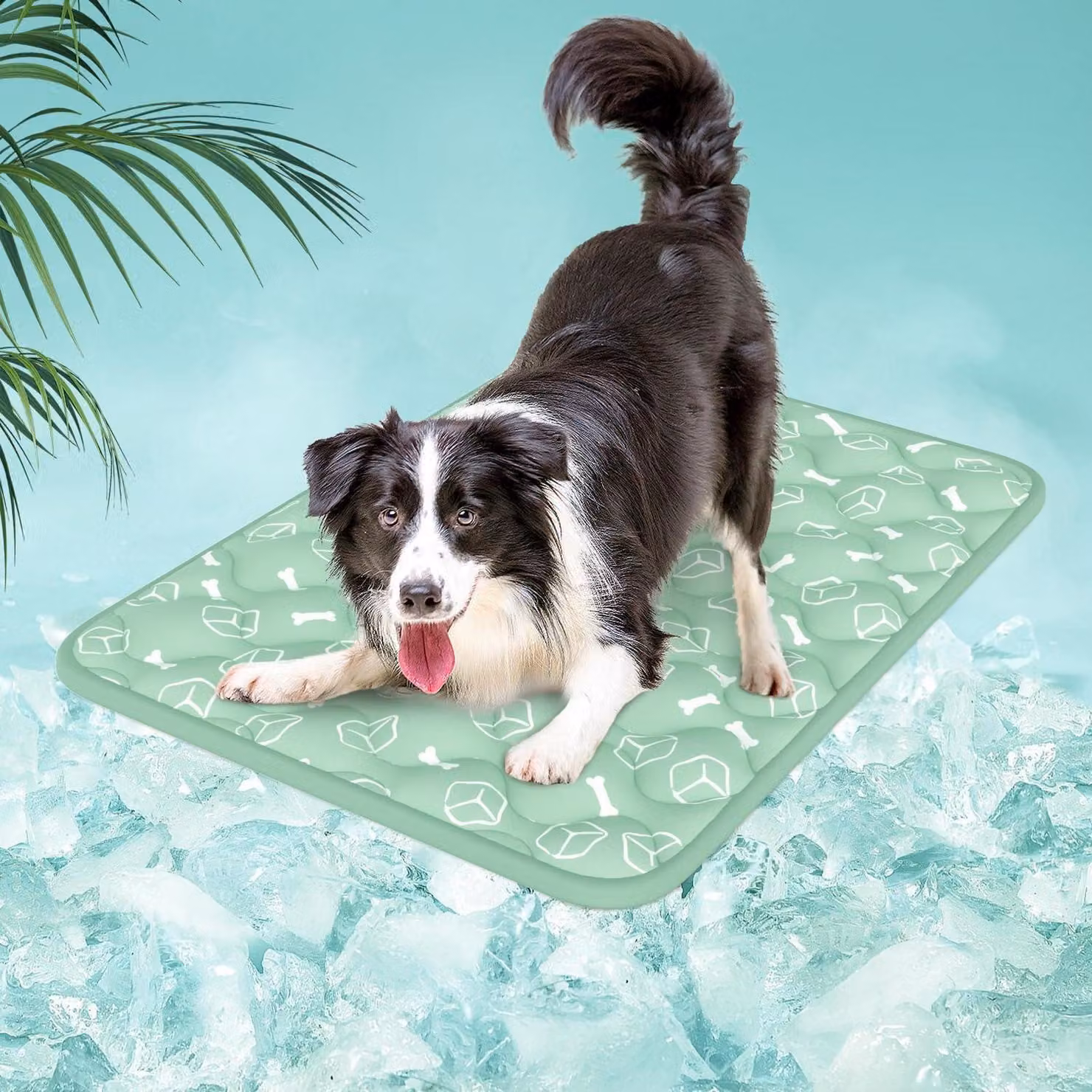 Tappetino refrigerante per cani, tessuto Arc-Chill, spessore 2 cm, dimensioni 90x70 cm, colore verde