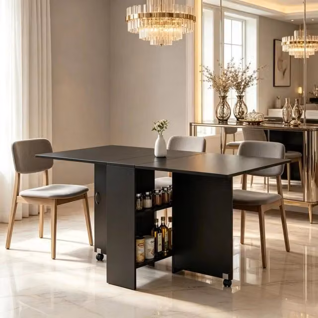 Tavolo multifunzionale con piano allungabile e ruote, tavolo da pranzo allungabile, tavolo pieghevole, tavolo da pranzo flessibile (solo con 1 tavolo