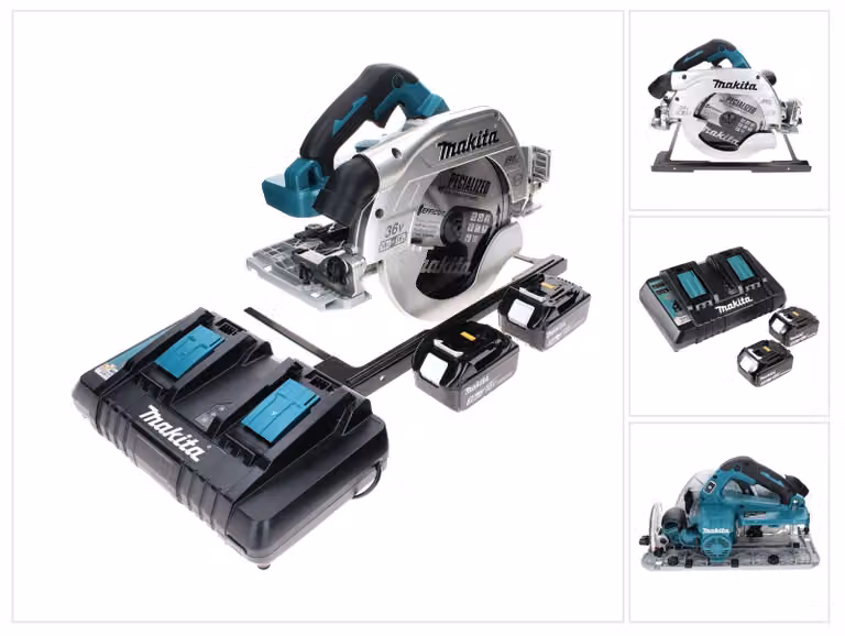 Segatrice circolare a batteria Makita DHS 900 PF2 36 V (2x 18 V) 235 mm brushless + 2 batterie da 3,0 Ah + doppio caricabatterie