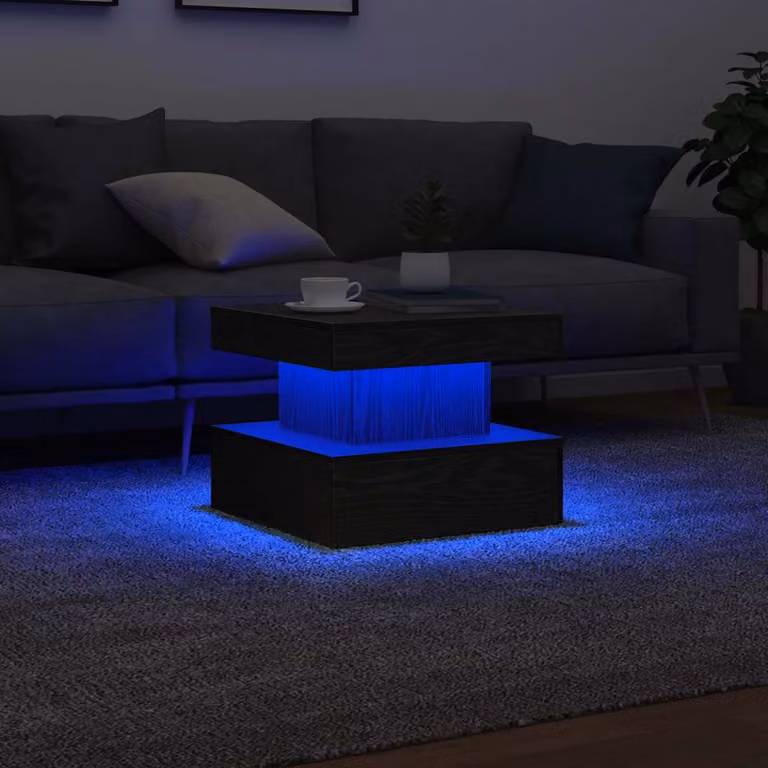 Maison Exclusive - Tavolino con luci LED Effetto rovere nero 50x50x40 cm