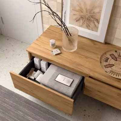 Cassettiera da bagno sospesa Sumo in rovere africa con chiusura soft close, L: 60,8 cm, P: 46 cm, H: 27 cm – 2