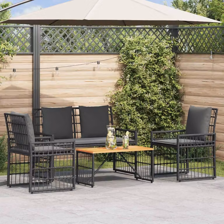 Maison Exclusive - Set di mobili da giardino, 4 pezzi, nero e grigio scuro