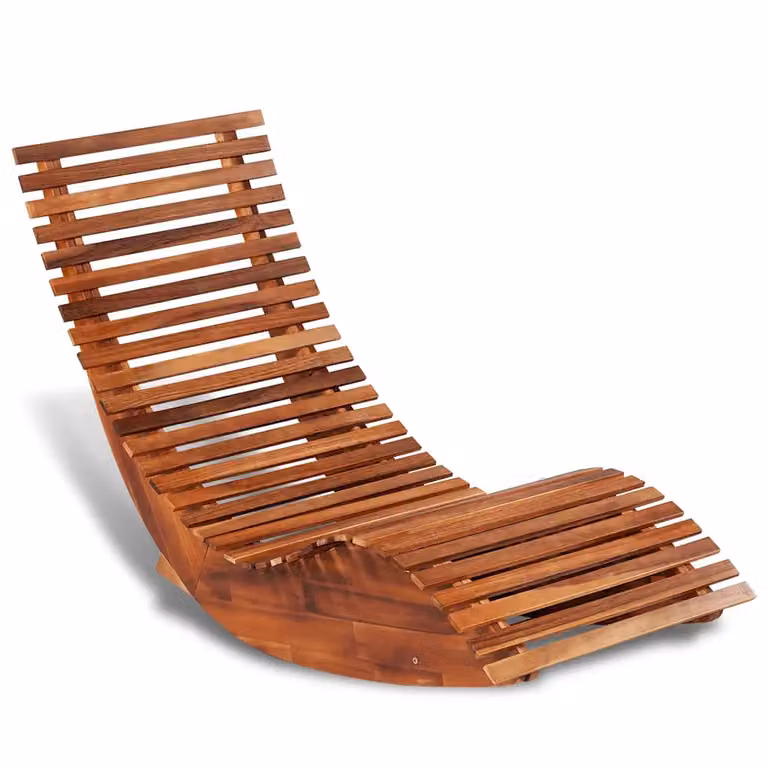 vidaXL Lettino Prendisole a Dondolo in Legno di Acacia Marrone con Finitura Oliata L/P/H: 86 x 60 x 60 cm