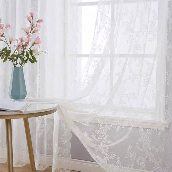 Set di tende con motivo floreale romantico, larghezza 140 cm, altezza 175 cm, set da 2 pezzi