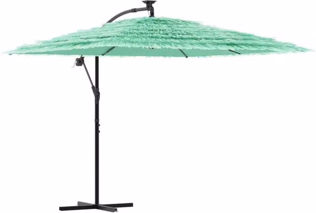 Ombrellone da giardino quadrato in poliestere verde con palo centrale in acciaio, apertura facilitata, stile contemporaneo, L: 269 cm, P: 269 cm, H: 235 cm